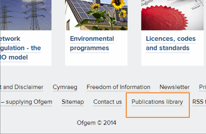 Accessing the Ofgem publications library