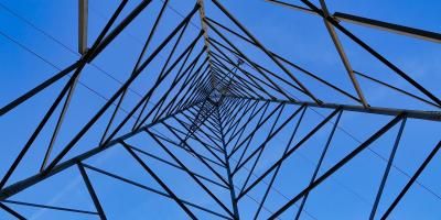 Abstract view of the bottom of a pylon tower