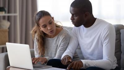 Couple reading bill