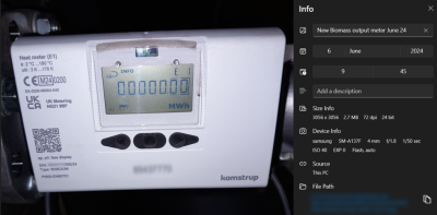 Example of a date-stamped meter photo submission example, showing the meter clearly along with the date and photo information menu.