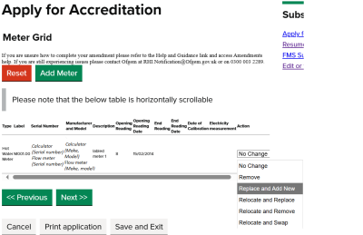 Screenshot example of the meter grid submission area of my RHI