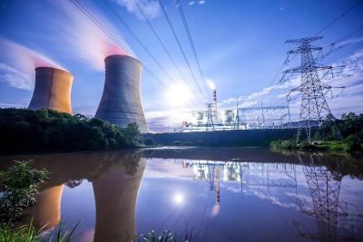 power plant at night