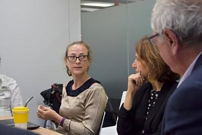 Martin Cave (right) and Mary Starks (right middle) visit Scope in November 2018.