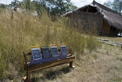 Solar panels on the African savannah