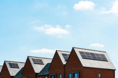 Houses with solar roof panels